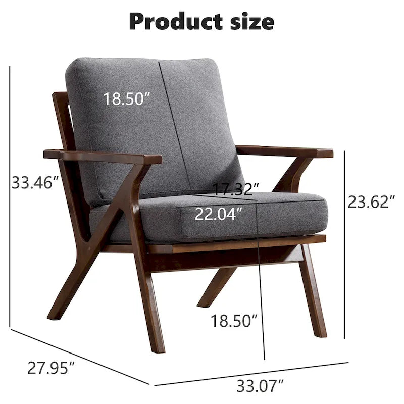 Fauteuil d'appoint Ebello rembourré en cuir avec cadre en bois massif et coussins amovibles