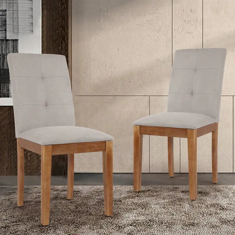 Upholstered Dining Chairs with Tufted High Back and Brushed Legs  of 2
