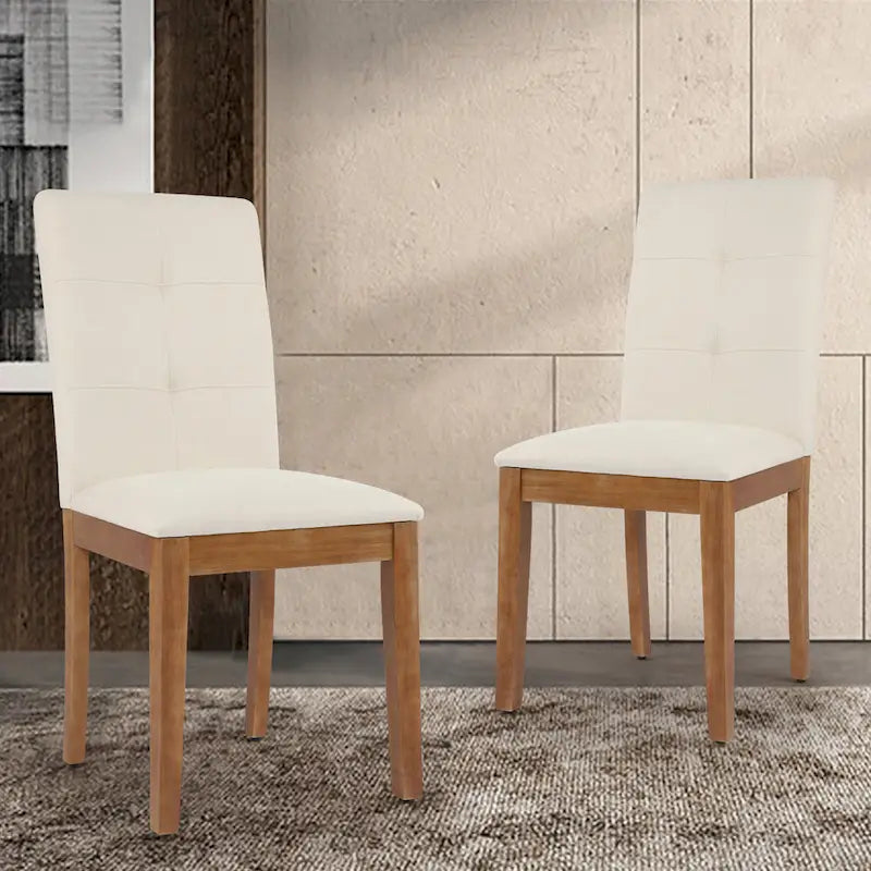 Chaises de salle à manger capitonnées avec dossier haut touffeté et pieds brossés