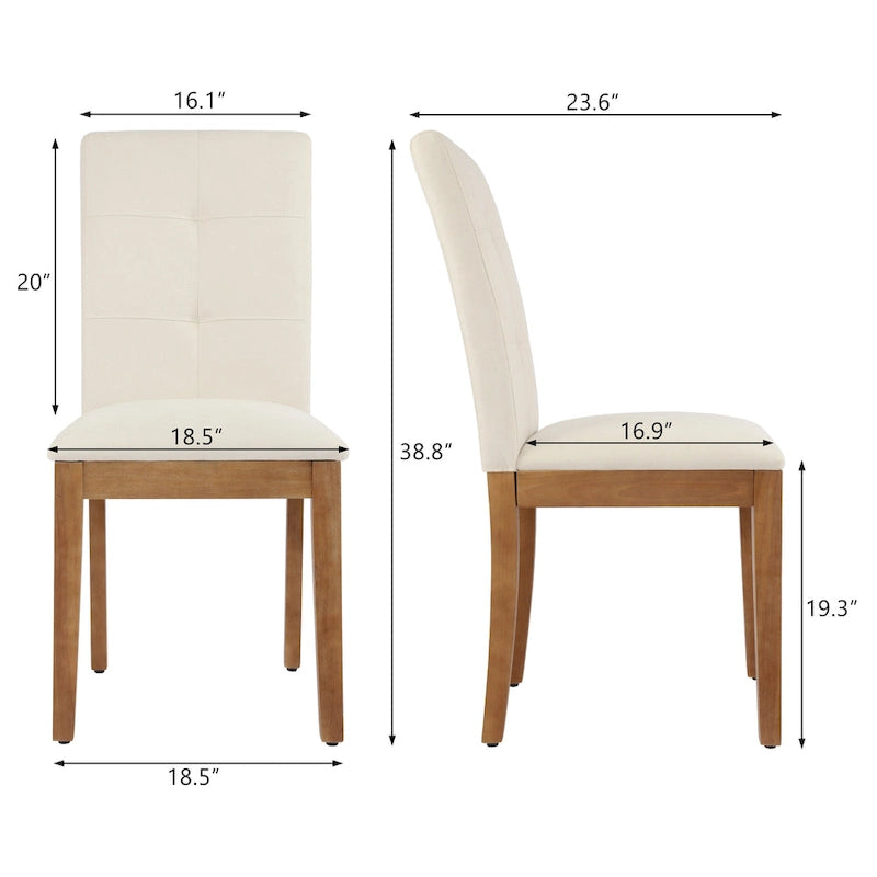 Chaises de salle à manger capitonnées avec dossier haut touffeté et pieds brossés