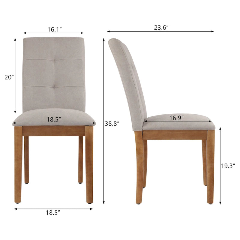 Chaises de salle à manger capitonnées avec dossier haut touffeté et pieds brossés