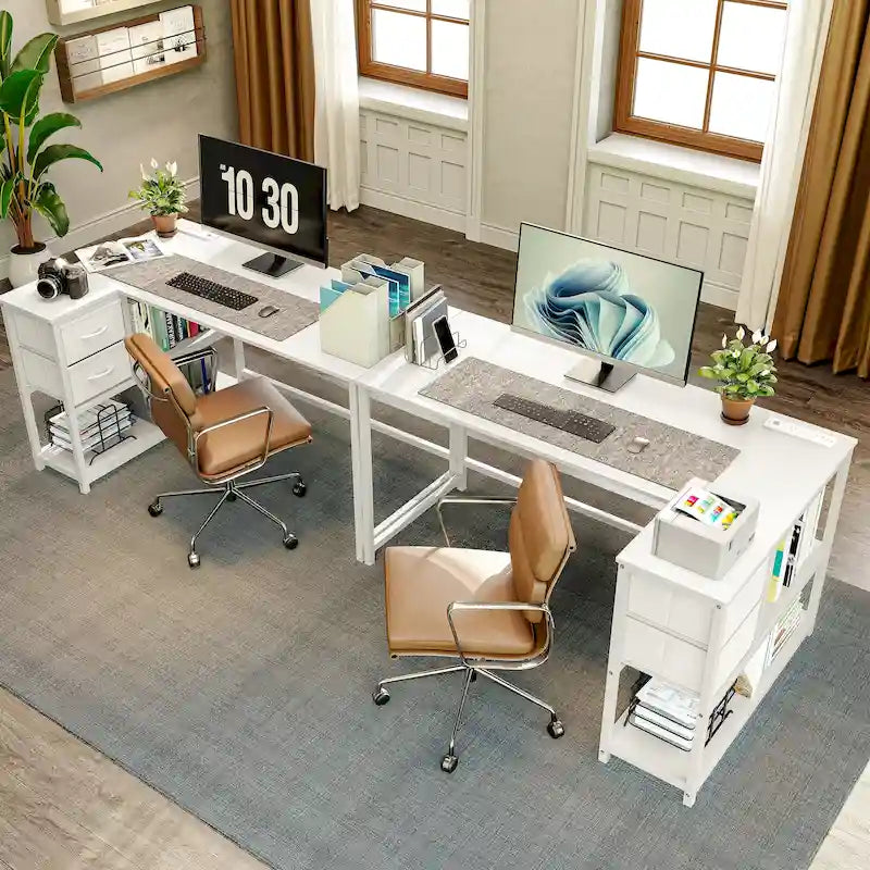 Bureau d'angle avec tiroir, bureau d'écriture, bureau d'ordinateur d'angle avec étagères et station de charge