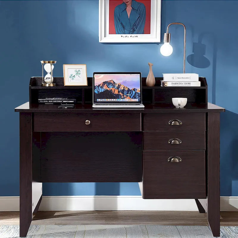 Bureau d'ordinateur en bois Table de bureau d'étude avec tiroirs
