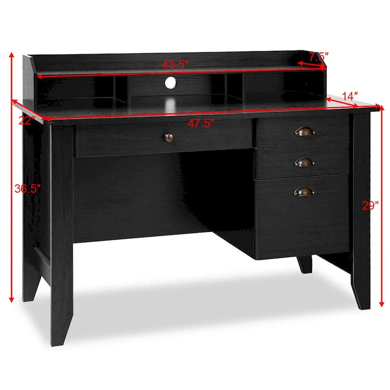 Bureau d'ordinateur en bois Table de bureau d'étude avec tiroirs