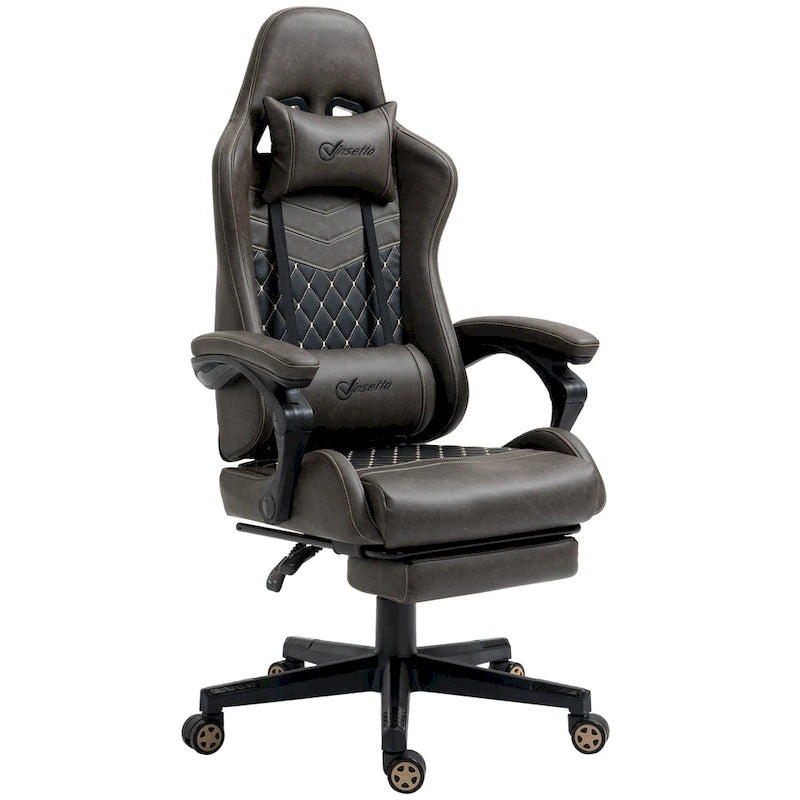 Chaise de jeu Vinto, style course, ergonomique, de bureau, réglable en hauteur, pivotante, inclinable, dossier haut, pour PC et bureau.