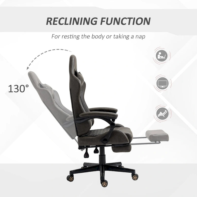 Chaise de jeu Vinto, style course, ergonomique, de bureau, réglable en hauteur, pivotante, inclinable, dossier haut, pour PC et bureau.