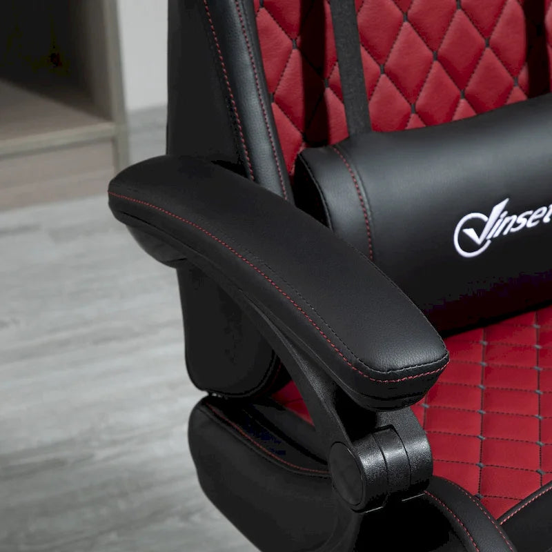 Chaise de jeu Vinto, style course, ergonomique, de bureau, réglable en hauteur, pivotante, inclinable, dossier haut, pour PC et bureau.