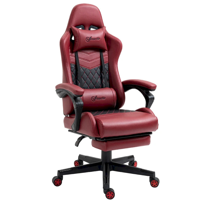 Chaise de jeu Vinto, style course, ergonomique, de bureau, réglable en hauteur, pivotante, inclinable, dossier haut, pour PC et bureau.
