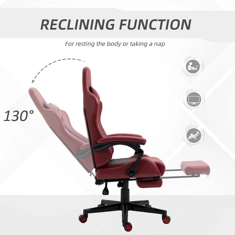 Chaise de jeu Vinto, style course, ergonomique, de bureau, réglable en hauteur, pivotante, inclinable, dossier haut, pour PC et bureau.