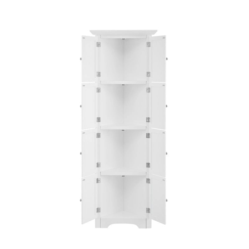 Meuble de rangement haut d'angle pour salle de bain, meuble de rangement au sol avec 8 portes et 4 étagères pour salle de bain, salon