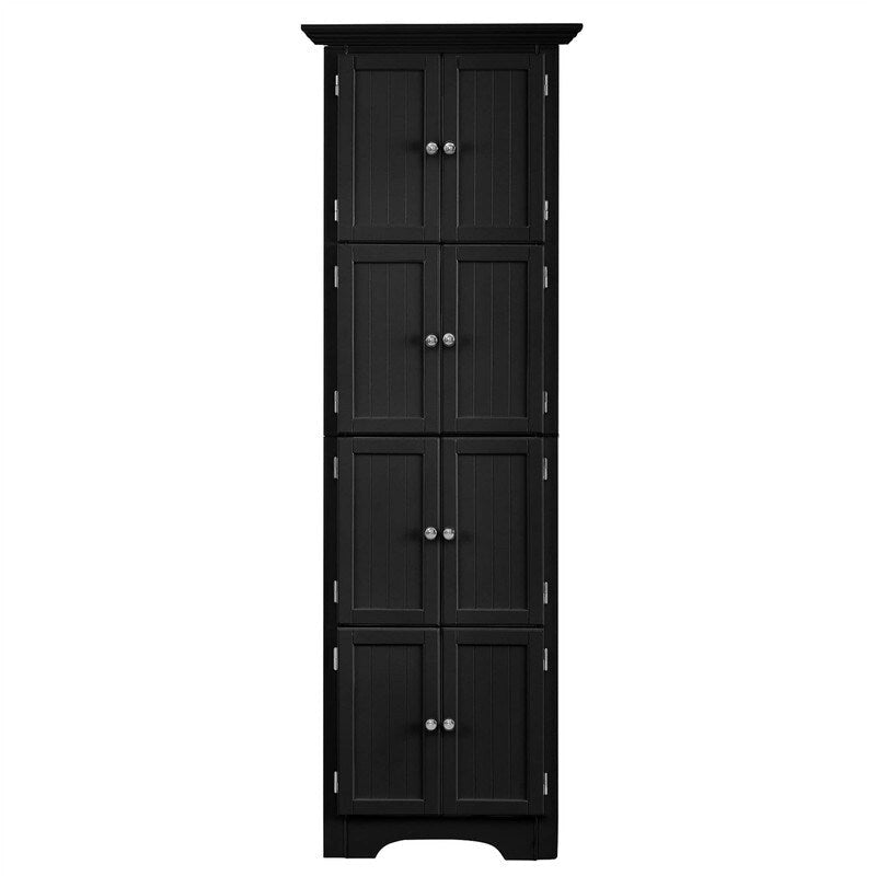Meuble de rangement haut d'angle pour salle de bain, meuble de rangement au sol avec 8 portes et 4 étagères pour salle de bain, salon