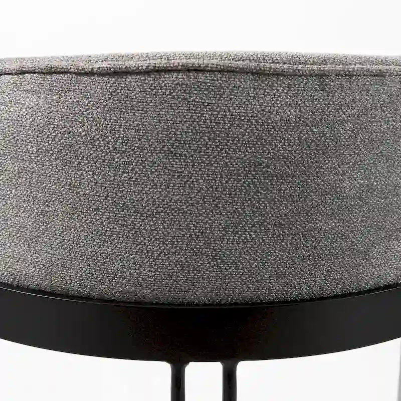 Tabouret de comptoir Hollyfield avec assise en tissu crème et piètement en métal doré