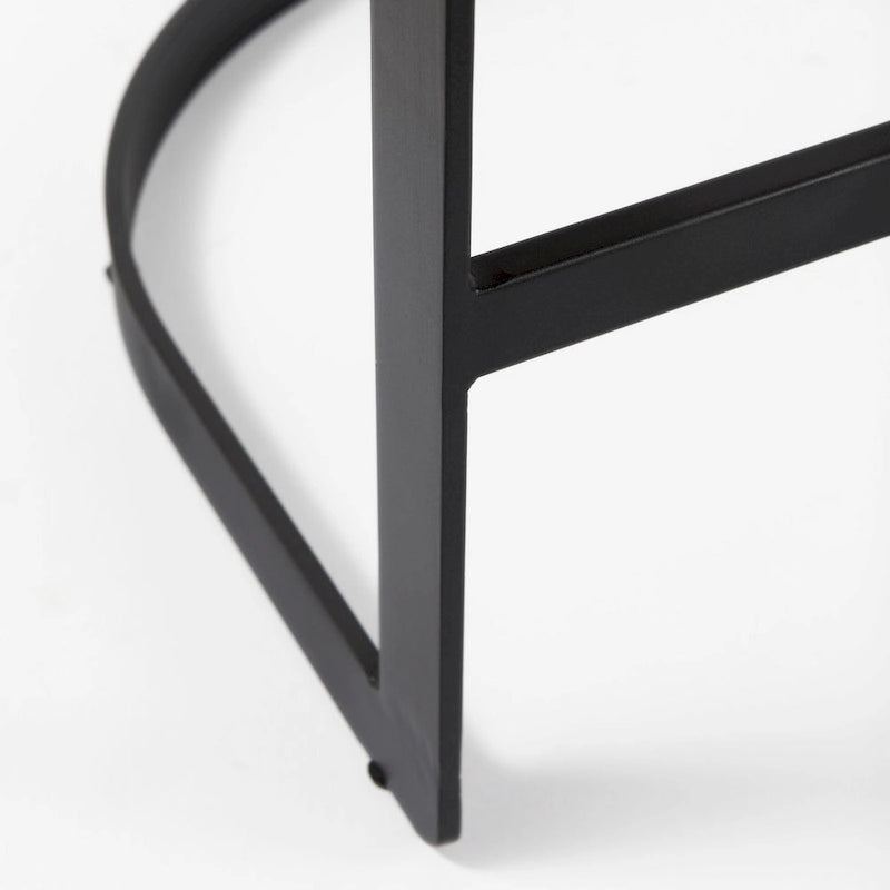 Tabouret de comptoir Hollyfield avec assise en tissu crème et piètement en métal doré