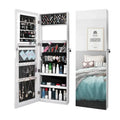 Armoire à bijoux miroir sur pied revêtement PVC grain de bois