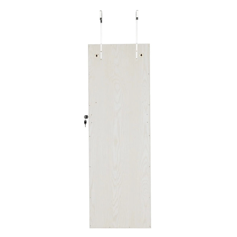 Armoire à bijoux miroir sur pied revêtement PVC grain de bois
