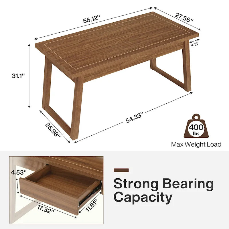 Bureau de direction en bois massif avec tiroir