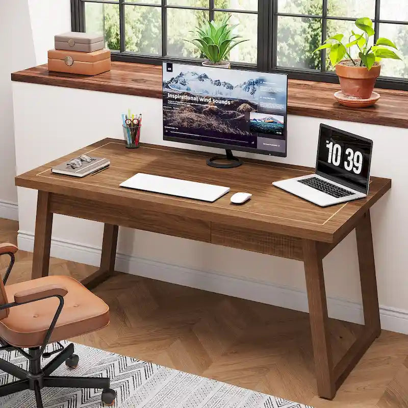 Bureau de direction en bois massif avec tiroir