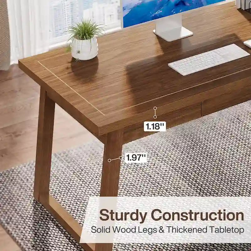 Bureau de direction en bois massif avec tiroir