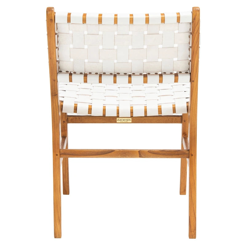 Chaise de salle à manger Hildred en cuir tressé - Cognac / Naturel - 20L x 22P x 33H