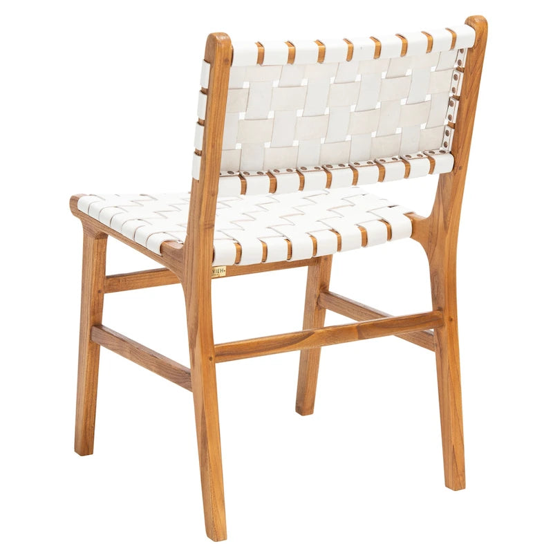 Chaise de salle à manger Hildred en cuir tressé - Cognac / Naturel - 20L x 22P x 33H