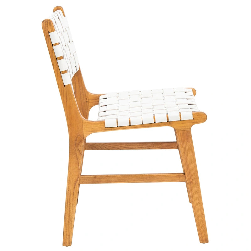 Chaise de salle à manger Hildred en cuir tressé - Cognac / Naturel - 20L x 22P x 33H