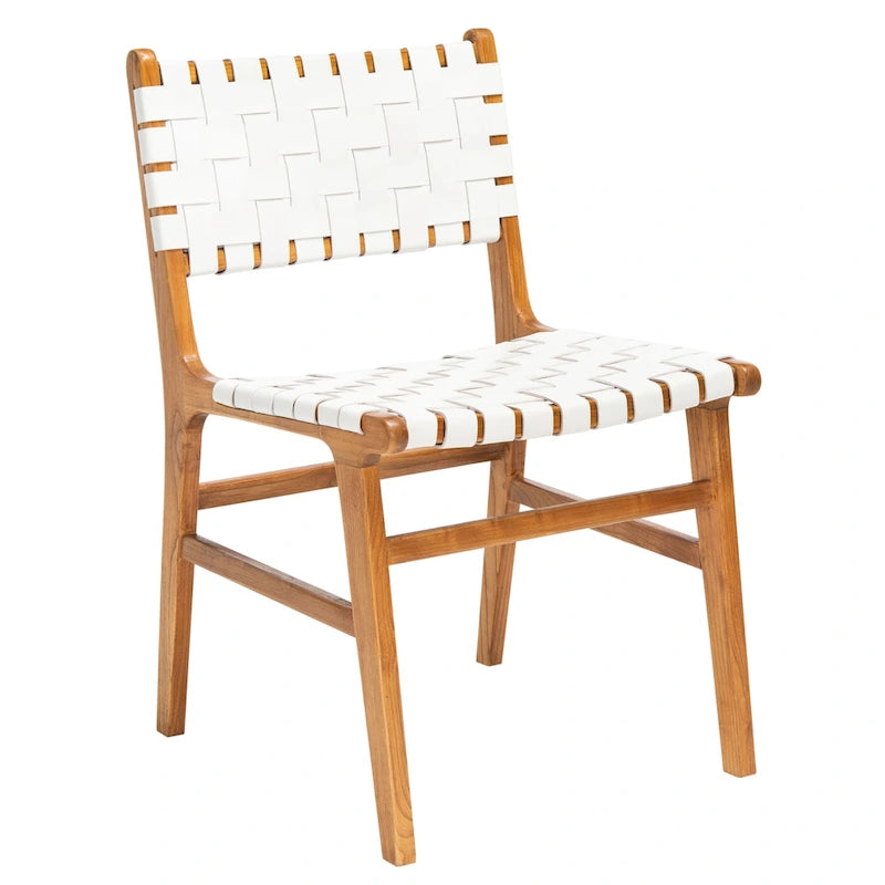 Chaise de salle à manger Hildred en cuir tressé - Cognac / Naturel - 20L x 22P x 33H