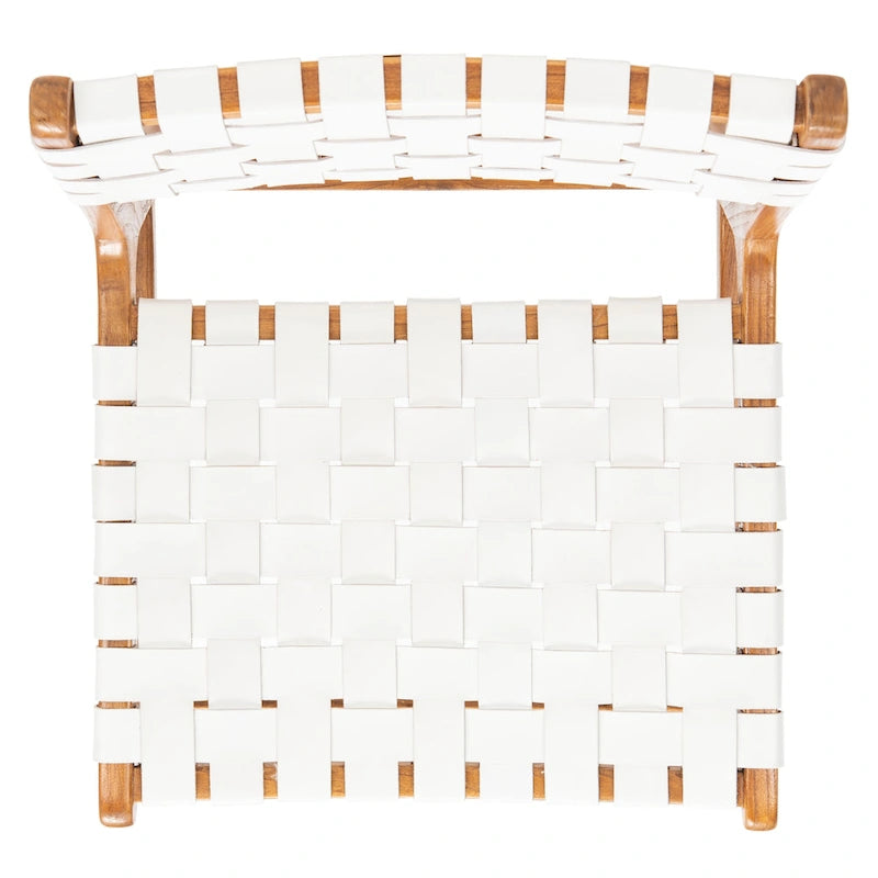 Chaise de salle à manger Hildred en cuir tressé - Cognac / Naturel - 20L x 22P x 33H