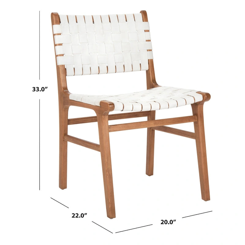 Chaise de salle à manger Hildred en cuir tressé - Cognac / Naturel - 20L x 22P x 33H