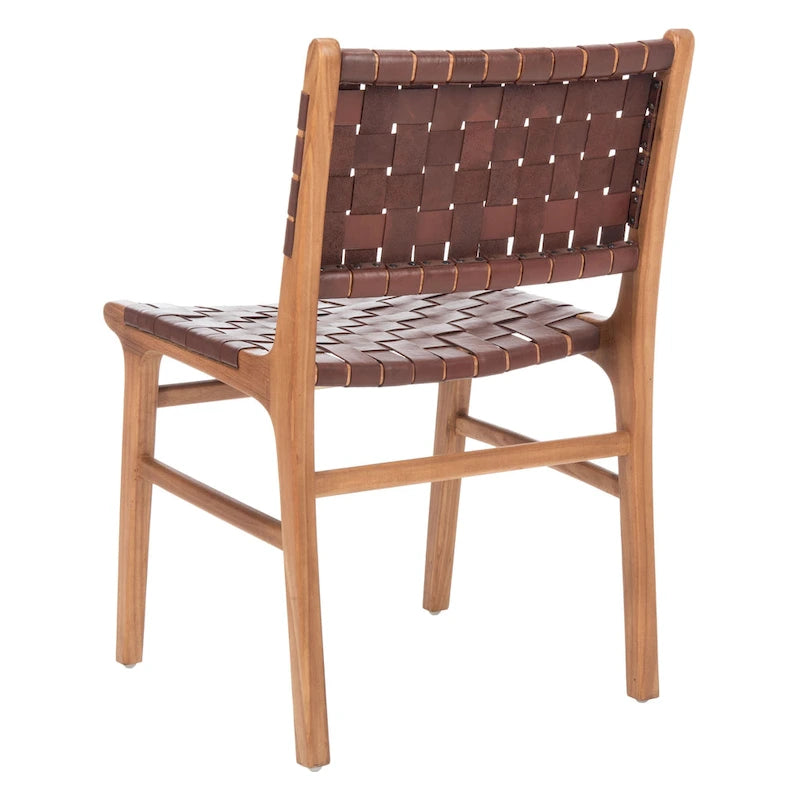 Chaise de salle à manger Hildred en cuir tressé - Cognac / Naturel - 20L x 22P x 33H