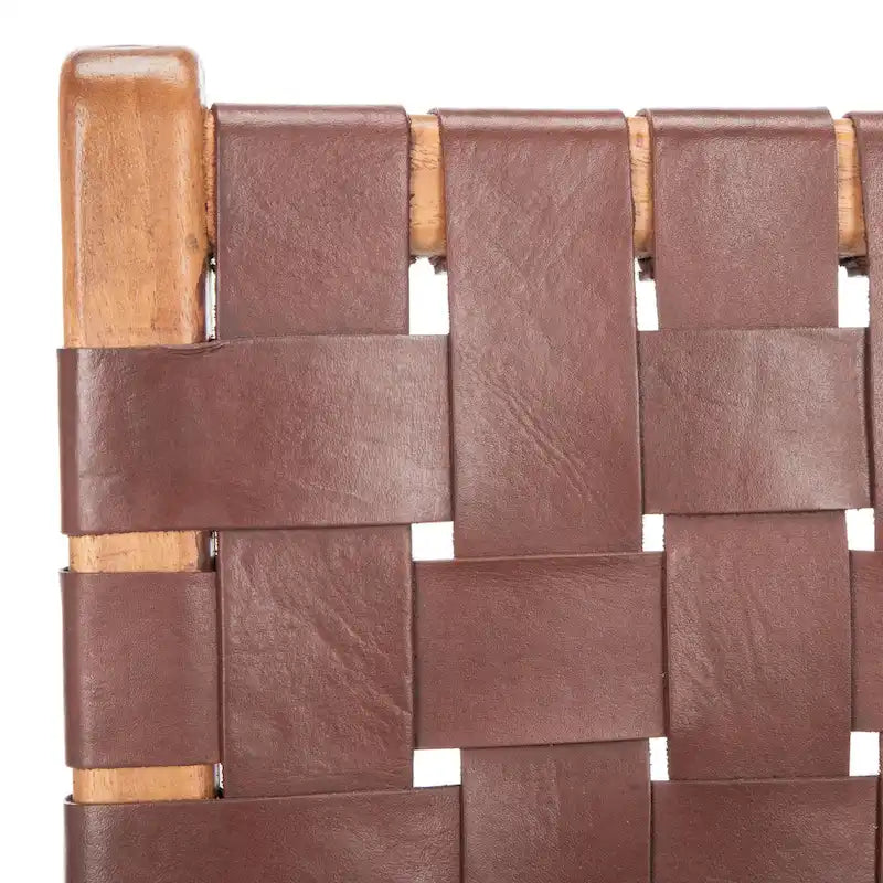 Chaise de salle à manger Hildred en cuir tressé - Cognac / Naturel - 20L x 22P x 33H