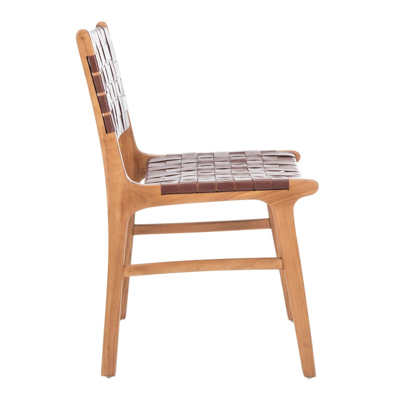 Chaise de salle à manger Hildred en cuir tressé - Cognac / Naturel - 20L x 22P x 33H