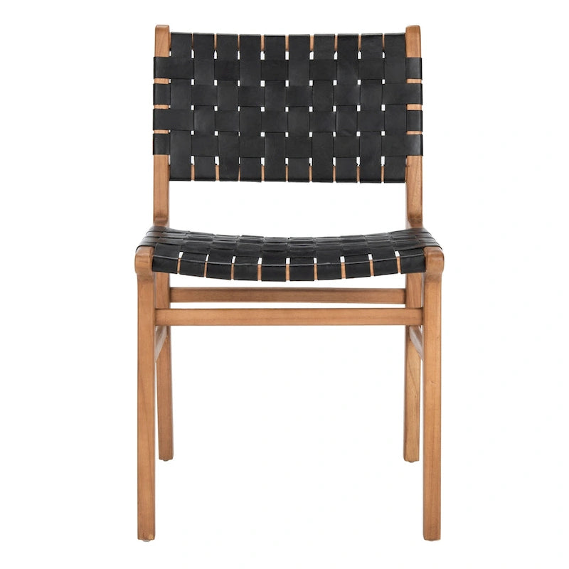 Chaise de salle à manger Hildred en cuir tressé - Cognac / Naturel - 20L x 22P x 33H