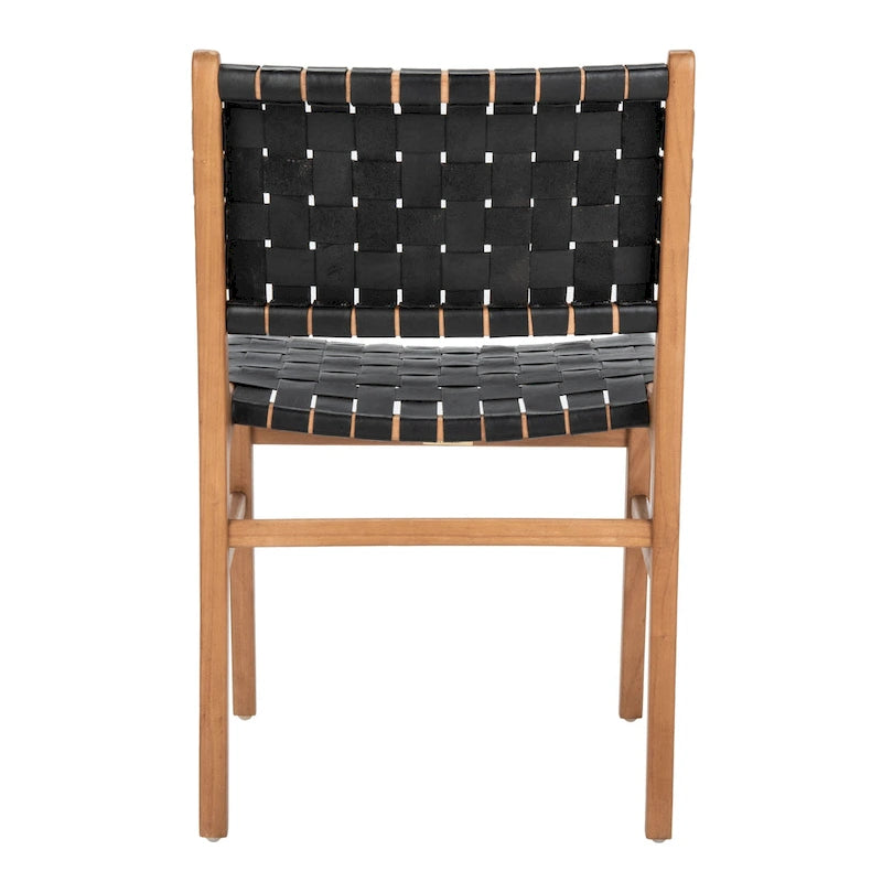 Chaise de salle à manger Hildred en cuir tressé - Cognac / Naturel - 20L x 22P x 33H