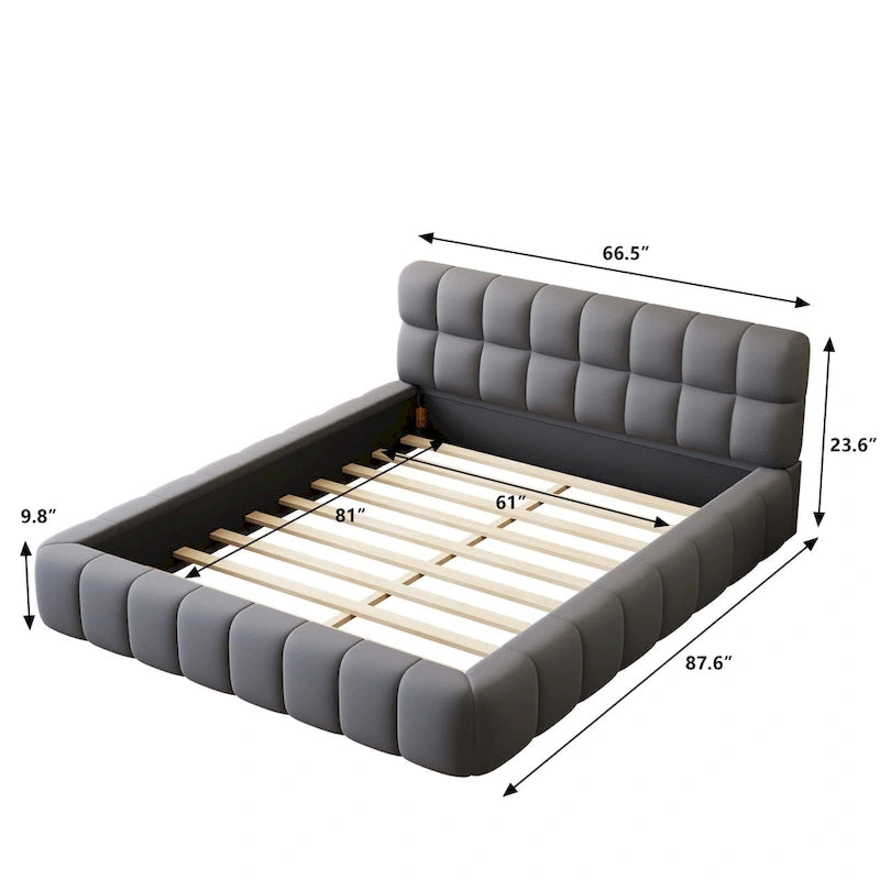 Cadre de lit plateforme Queen Size en tissu épais