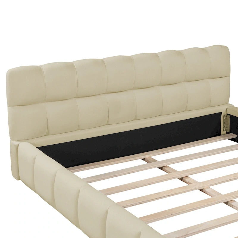 Cadre de lit plateforme Queen Size en tissu épais