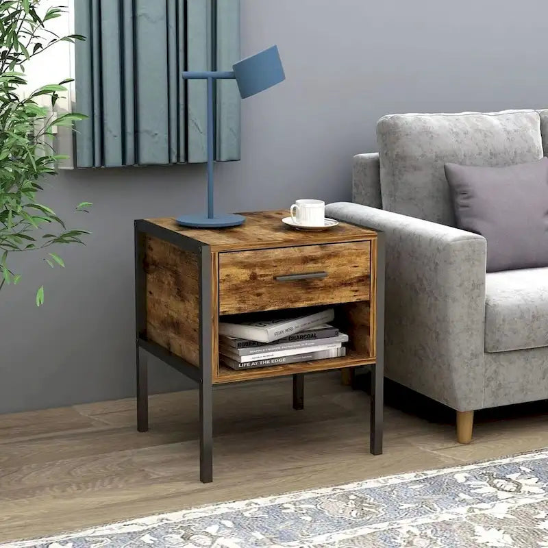 Commode à 6 tiroirs ou 2 tables de chevet marron rustique