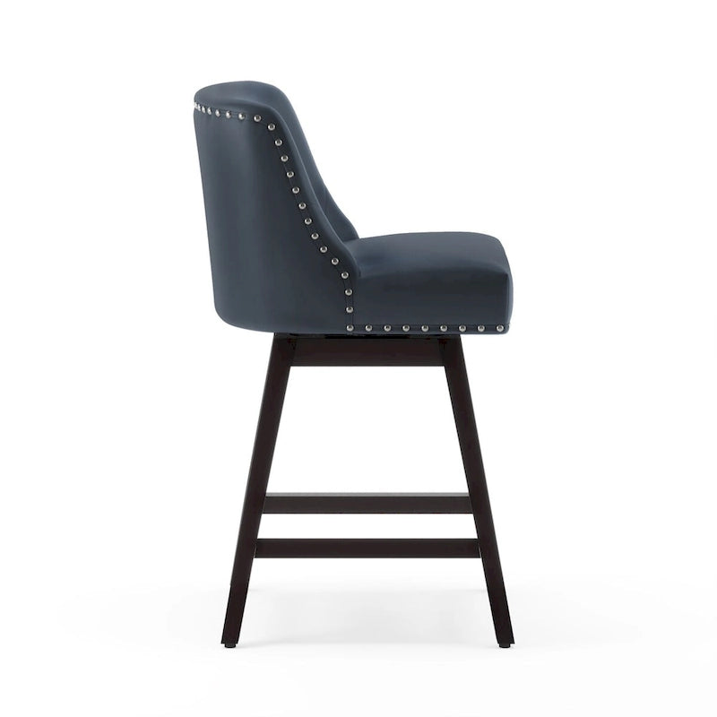 Tabouret de bar pivotant à hauteur de comptoir de 66 cm avec cadre en bois et siège en tissu, lot de 4 - 49,8P x 49,8L x 94H cm