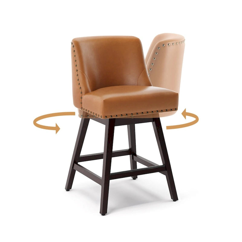 Tabouret de bar pivotant à hauteur de comptoir de 66 cm avec cadre en bois et siège en tissu, lot de 4 - 49,8P x 49,8L x 94H cm