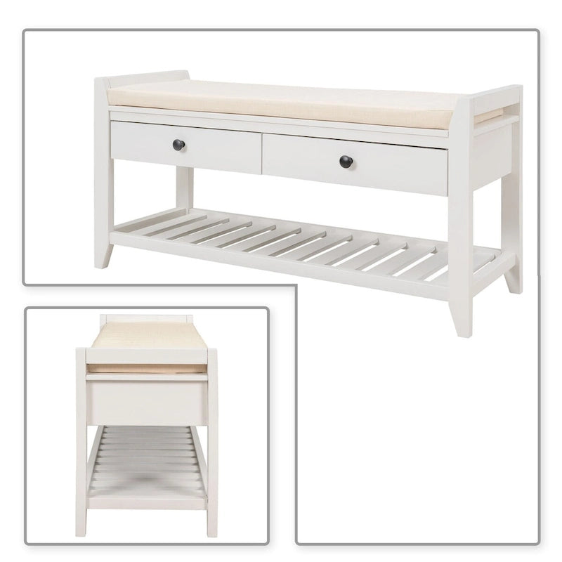Banc de rangement en bois style français vintage, pour usage intérieur