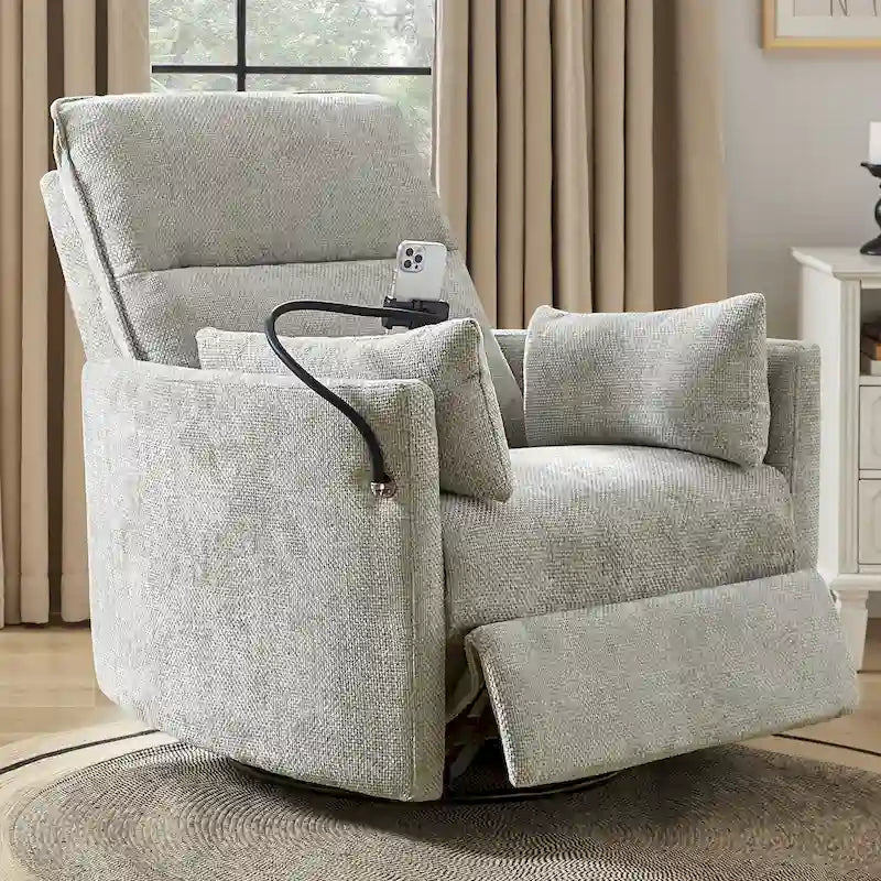 Fauteuil inclinable moderne 38 Power Rocking Swivel pour chambre de bébé avec ports USB