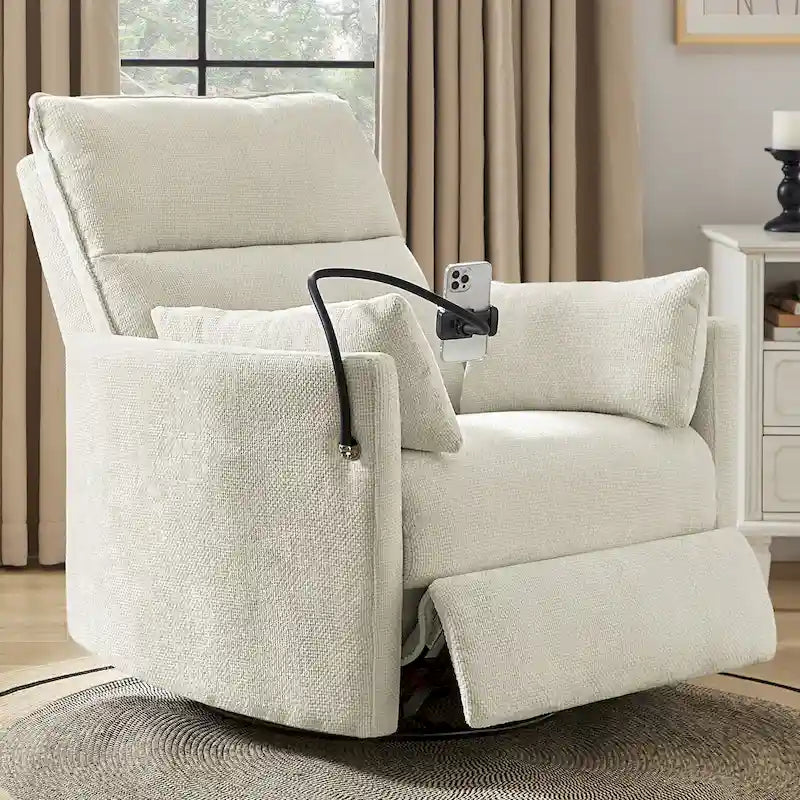 Fauteuil inclinable moderne 38 Power Rocking Swivel pour chambre de bébé avec ports USB