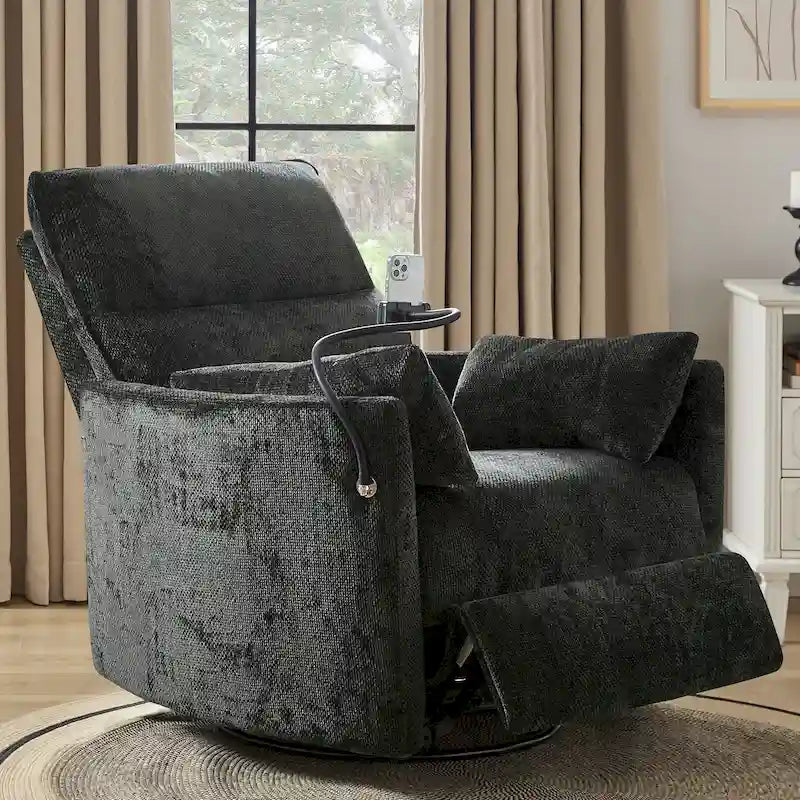 Fauteuil inclinable moderne 38 Power Rocking Swivel pour chambre de bébé avec ports USB