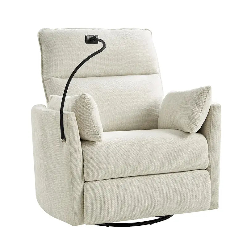 Fauteuil inclinable moderne 38 Power Rocking Swivel pour chambre de bébé avec ports USB