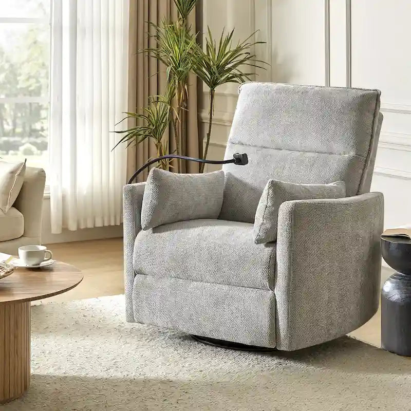 Fauteuil inclinable moderne 38 Power Rocking Swivel pour chambre de bébé avec ports USB