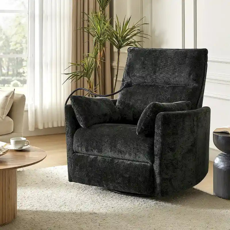 Fauteuil inclinable moderne 38 Power Rocking Swivel pour chambre de bébé avec ports USB