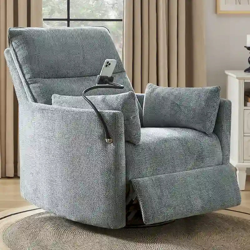 Fauteuil inclinable moderne 38 Power Rocking Swivel pour chambre de bébé avec ports USB
