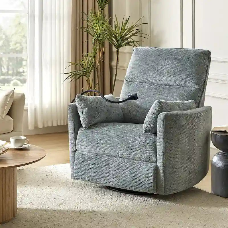 Fauteuil inclinable moderne 38 Power Rocking Swivel pour chambre de bébé avec ports USB