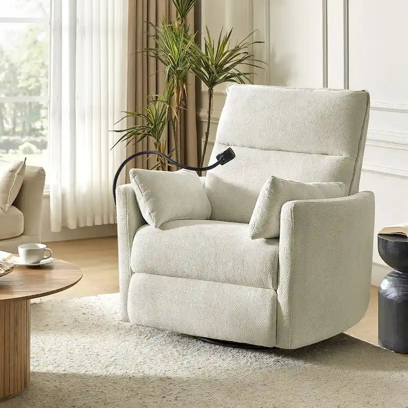 Fauteuil inclinable moderne 38 Power Rocking Swivel pour chambre de bébé avec ports USB