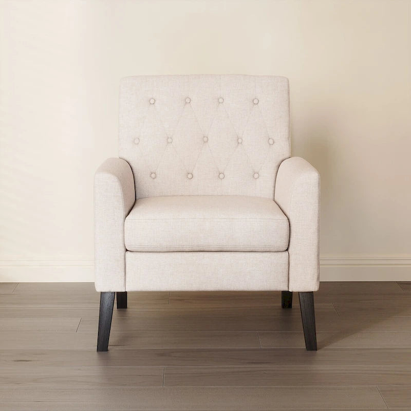 Fauteuil d'appoint capitonné en tissu de lin, style Mid-Century Modern - 28,5 L X 27,25 P X 33,75 H