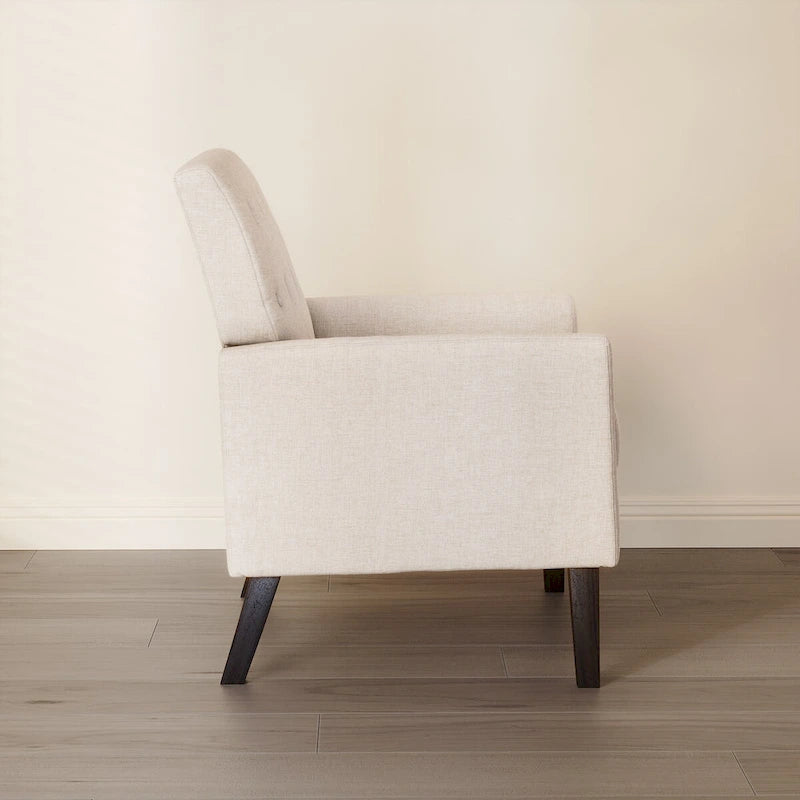 Fauteuil d'appoint capitonné en tissu de lin, style Mid-Century Modern - 28,5 L X 27,25 P X 33,75 H